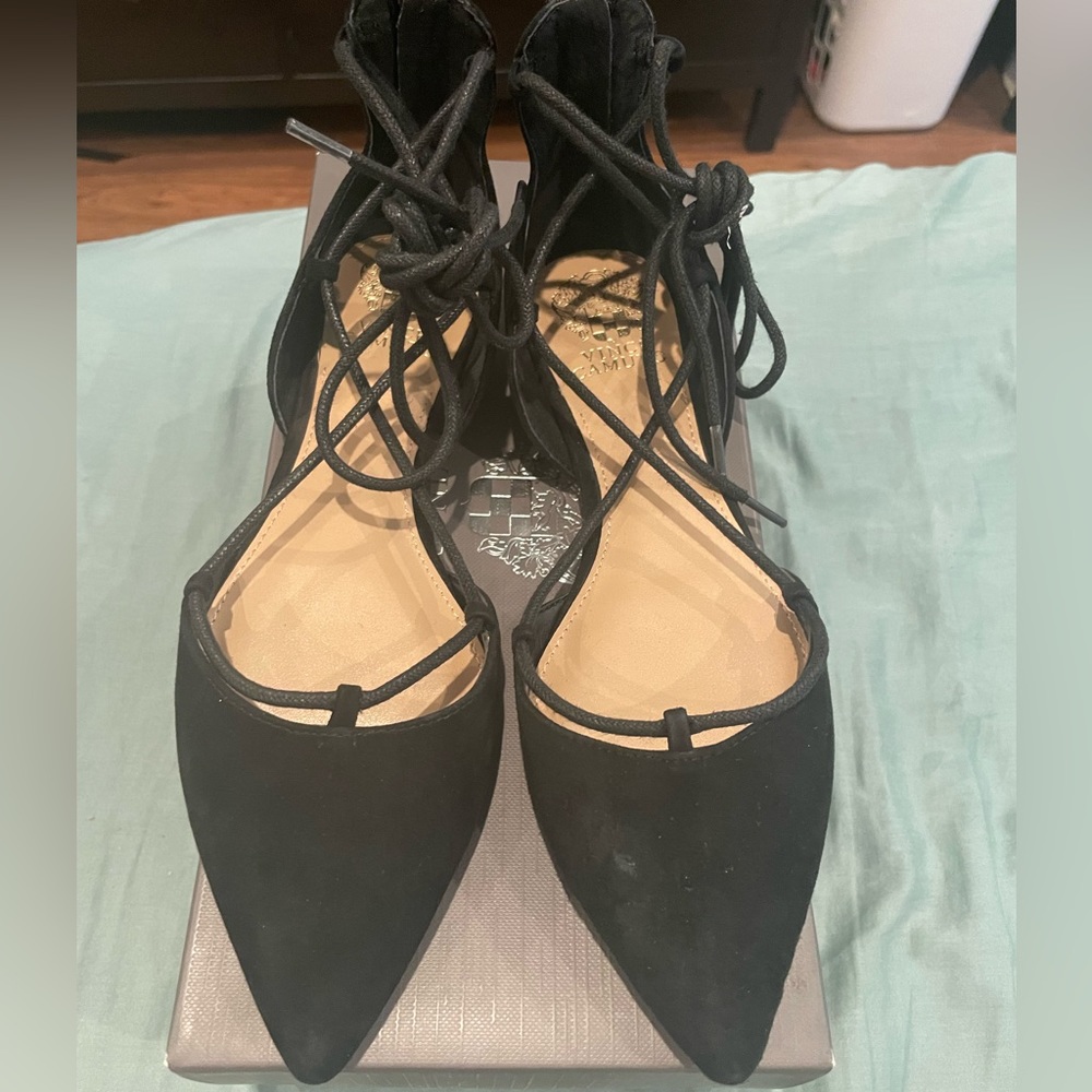 Vince Camino Black Suede Tie Up Size 6